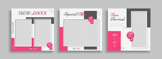 Editable minimal square banner template with geometric shapes for social media post, story and web internet ads. Vector illustration