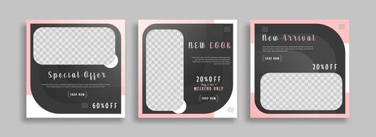 Editable minimal square banner template with geometric shapes for social media post, story and web internet ads. Vector illustration