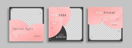 Editable minimal square banner template with geometric shapes for social media post, story and web internet ads. Vector illustration