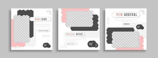 Editable minimal square banner template with geometric shapes for social media post, story and web internet ads. Vector illustration