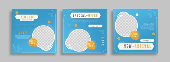 Editable minimal square banner template with geometric shapes for social media post, story and web internet ads. Vector illustration