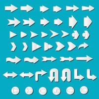 White Emboss Arrow Icons Set Collection vector