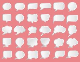 White Emboss Bubble Speech Icons Set Collection vector