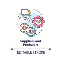 Suppliers and producers concept icon. Category of cooperative members abstract idea thin line illustration. Manufacturing. Isolated outline drawing. Editable stroke. vector