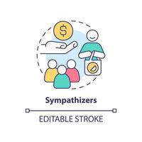 Sympathizers concept icon. Category of cooperative members abstract idea thin line illustration. Financial assistance. Isolated outline drawing. Editable stroke. vector