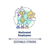 Motivated employees concept icon. Cooperative society benefit abstract idea thin line illustration. Workers engagement. Isolated outline drawing. Editable stroke. vector