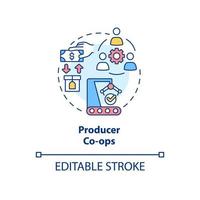 Producer co-ops concept icon. Similar goods production abstract idea thin line illustration. Obtaining better pricing. Isolated outline drawing. Editable stroke. vector