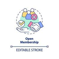 Open membership concept icon. Cooperative society advantage abstract idea thin line illustration. Members recruitment. Isolated outline drawing. Editable stroke. vector