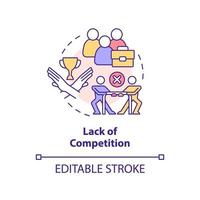 Lack of competition concept icon. Cooperative society drawback abstract idea thin line illustration. Competitive market. Isolated outline drawing. Editable stroke. vector