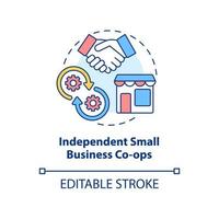Independent small business co-ops concept icon. Retailers, entrepreneurs cooperation abstract idea thin line illustration. Isolated outline drawing. Editable stroke. vector