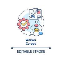 Worker co-ops concept icon. Labor contribution abstract idea thin line illustration. Cooperative decision-making processes. Isolated outline drawing. Editable stroke. vector