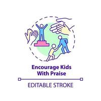 Encourage kids with praise concept icon. Inspire child. Positive communication abstract idea thin line illustration. Isolated outline drawing. Editable stroke. vector