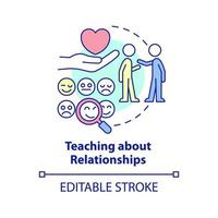 Teaching about relationships concept icon. Family relationships importance abstract idea thin line illustration. Isolated outline drawing. Editable stroke. vector