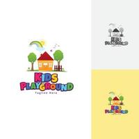 Kids Playground with Kindgarten House Concept Logo Template vector