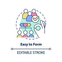 Easy to form concept icon. Cooperative society advantage abstract idea thin line illustration. Simplicity of formation. Isolated outline drawing. Editable stroke. vector