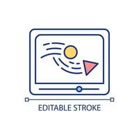 Animation production RGB color icon. Tablet computer with moving objects. Visualization. Watching video. Isolated vector illustration. Simple filled line drawing. Editable stroke.