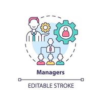 Managers concept icon. Category of cooperative members abstract idea thin line illustration. Sustain company growth. Isolated outline drawing. Editable stroke. vector