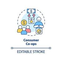 Consumer co-ops concept icon. Combining customers demand abstract idea thin line illustration. Fulfilling members needs. Isolated outline drawing. Editable stroke. vector