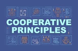 Cooperative work principles word concepts dark blue banner. Business company. Infographics with icons on color background. Isolated typography. Vector illustration with text.