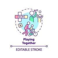 Playing together concept icon. Playtime for all family members. Quality time together abstract idea thin line illustration. Isolated outline drawing. Editable stroke. vector