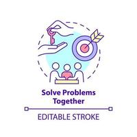 Solve problems together concept icon. Family relationship. Encouraging teamwork abstract idea thin line illustration. Isolated outline drawing. Editable stroke. vector