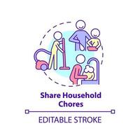 Share household chores concept icon. Home responsibilities. Encouraging teamwork abstract idea thin line illustration. Isolated outline drawing. Editable stroke. vector