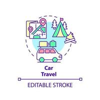 Car travel concept icon. Family leisure and vacation. Quality time together abstract idea thin line illustration. Isolated outline drawing. Editable stroke. vector