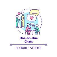 One on one chats concept icon. Individual relationship. Quality time together abstract idea thin line illustration. Isolated outline drawing. Editable stroke. vector