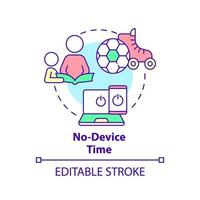 No device time concept icon. Limit time with gadgets. Quality time together abstract idea thin line illustration. Isolated outline drawing. Editable stroke. vector