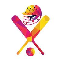 diseño del logotipo del vector del equipo de críquet. vector de cricket con elementos de diseño de casco de pelota de bate.