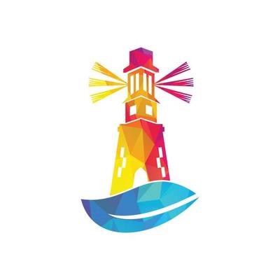 Green lighthouse logo template design. Leaf and Lighthouse Logo Template.