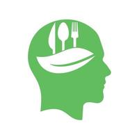 Human head food element vector template design. Healthy food in mind concept.