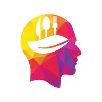 Human head food element vector template design. Healthy food in mind concept.