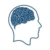 Head with bubbles brain vector illustration design. Human head and bubbles brain vector icon. Mind concept.