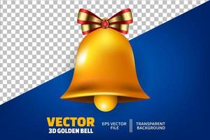 campana de oro con cinta en vector 3d