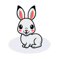 Cute little white rabbit cartoon vector