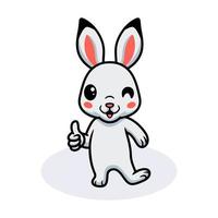 Cute little rabbit cartoon giving thumb up vector