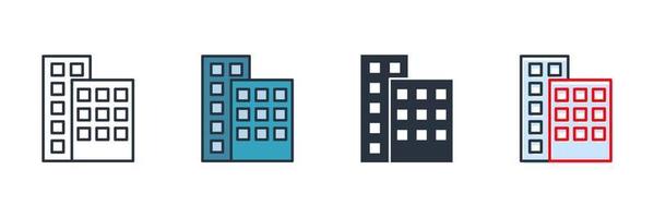 office building icon logo vector illustration. Apartment symbol template for graphic and web design collection