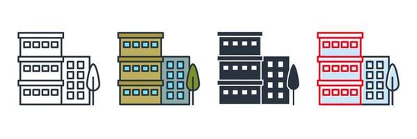 condo building icon logo vector illustration. Architecture building symbol template for graphic and web design collection