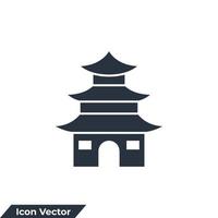 Ilustración de vector de logotipo de icono de pagoda. plantilla de símbolo de pagoda para la colección de diseño gráfico y web