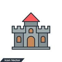 Ilustración de vector de logotipo de icono de edificio de fortaleza. plantilla de símbolo de fortaleza para la colección de diseño gráfico y web