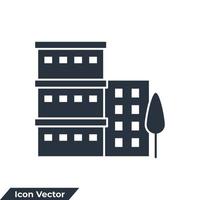 Ilustración de vector de logotipo de icono de edificio de condominio. plantilla de símbolo de construcción de arquitectura para la colección de diseño gráfico y web