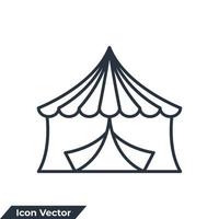 Ilustración de vector de logotipo de icono de carpa de circo. plantilla de símbolo de construcción de carpa de circo para colección de diseño gráfico y web