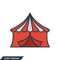 Ilustración de vector de logotipo de icono de carpa de circo. plantilla de símbolo de construcción de carpa de circo para colección de diseño gráfico y web