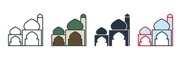 mosque building icon logo vector illustration. Moslem building symbol template for graphic and web design collection