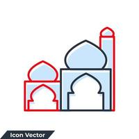 mosque building icon logo vector illustration. Moslem building symbol template for graphic and web design collection