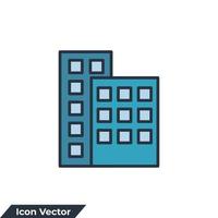 Ilustración de vector de logotipo de icono de edificio de oficinas. plantilla de símbolo de apartamento para la colección de diseño gráfico y web