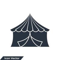 Ilustración de vector de logotipo de icono de carpa de circo. plantilla de símbolo de construcción de carpa de circo para colección de diseño gráfico y web