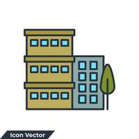 Ilustración de vector de logotipo de icono de edificio de condominio. plantilla de símbolo de construcción de arquitectura para la colección de diseño gráfico y web