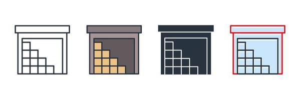 Ilustración de vector de logotipo de icono de edificio de almacén. plantilla de símbolo de almacén para la colección de diseño gráfico y web